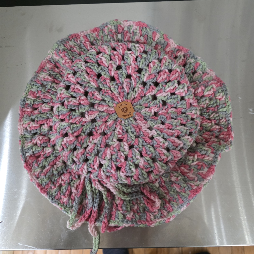 Crochet Pink and Gray Beanie
